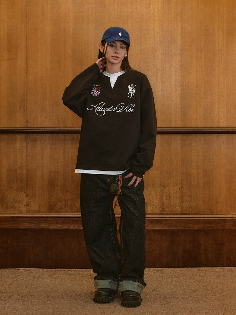 Vintage Embroidered Henley Jersey Vintage Embroidered Henley Jersey