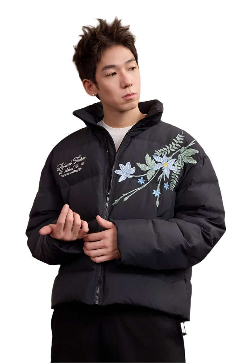 Blue Floral Embroidery Graphene Jacket Blue Floral Embroidery Graphene Jacket