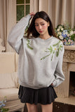 Floral Embroidery Fleece Crewneck Sweatshirt Floral Embroidery Fleece Crewneck Sweatshirt
