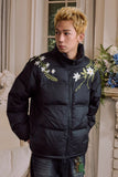 White Floral Wreath Embroidered Puffer White Floral Wreath Embroidered Puffer