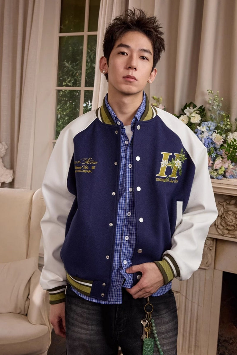 Floral Embroidery Varsity Jacket Floral Embroidery Varsity Jacket