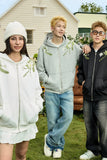 Floral Embroidered Fleece Zip Up Hoodie Floral Embroidered Fleece Zip Up Hoodie