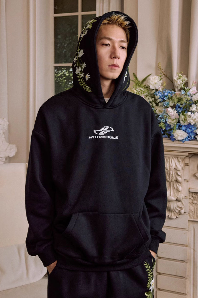 Green Floral Embroidered Hoodie Green Floral Embroidered Hoodie