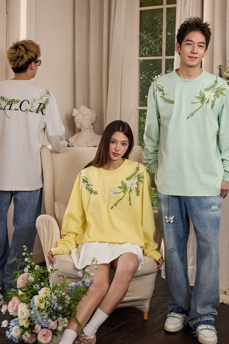 Botanical Embroidery Long Sleeve Tee Botanical Embroidery Long Sleeve Tee