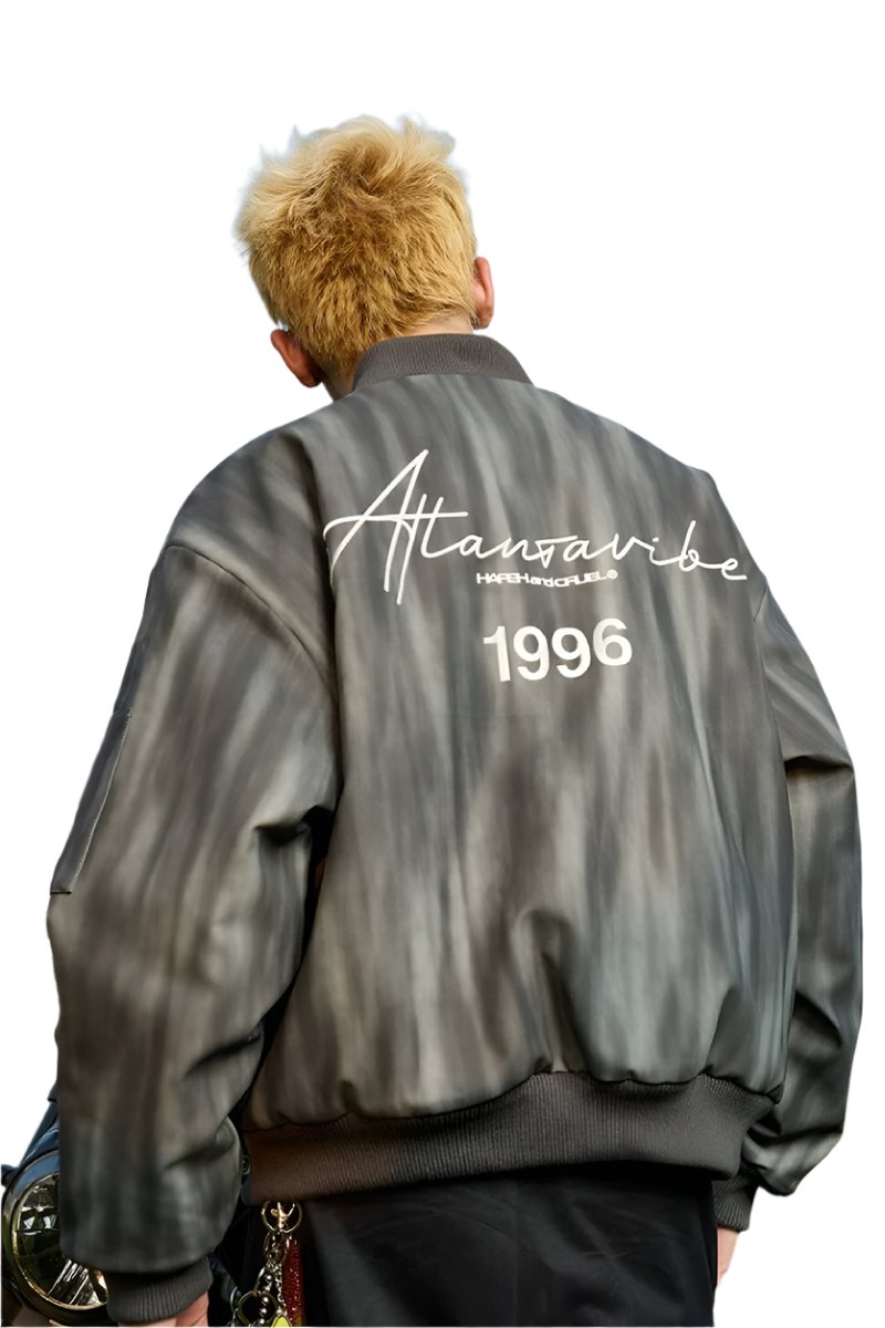 Tie-Dye PU Leather Bomber Jacket Tie-Dye PU Leather Bomber Jacket