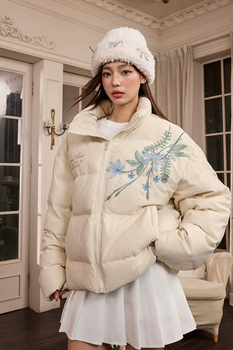 Blue Floral Embroidery Graphene Jacket Blue Floral Embroidery Graphene Jacket