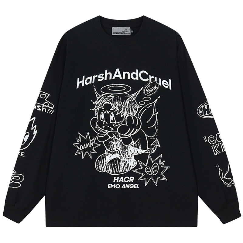 Angel Graffiti Print Loose Tee Angel Graffiti Print Loose Tee