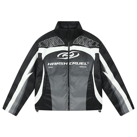 Colorblock Racing Gradient Puffer Jacket