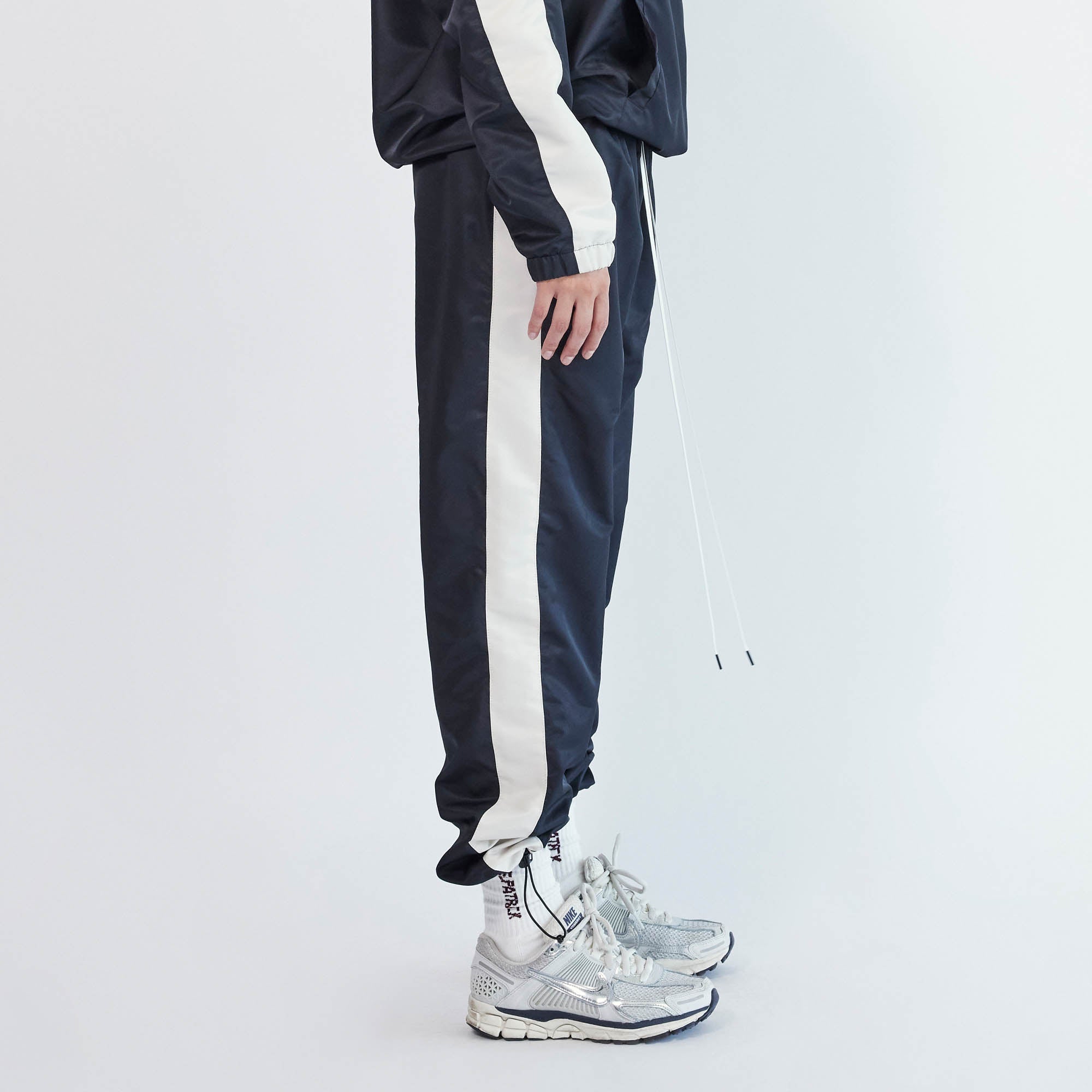 classic parachute track pant / black + ivory classic parachute track pant / black + ivory