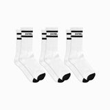 3 pack logo stripe b-ball socks / cream + black 3 pack logo stripe b-ball socks / cream + black