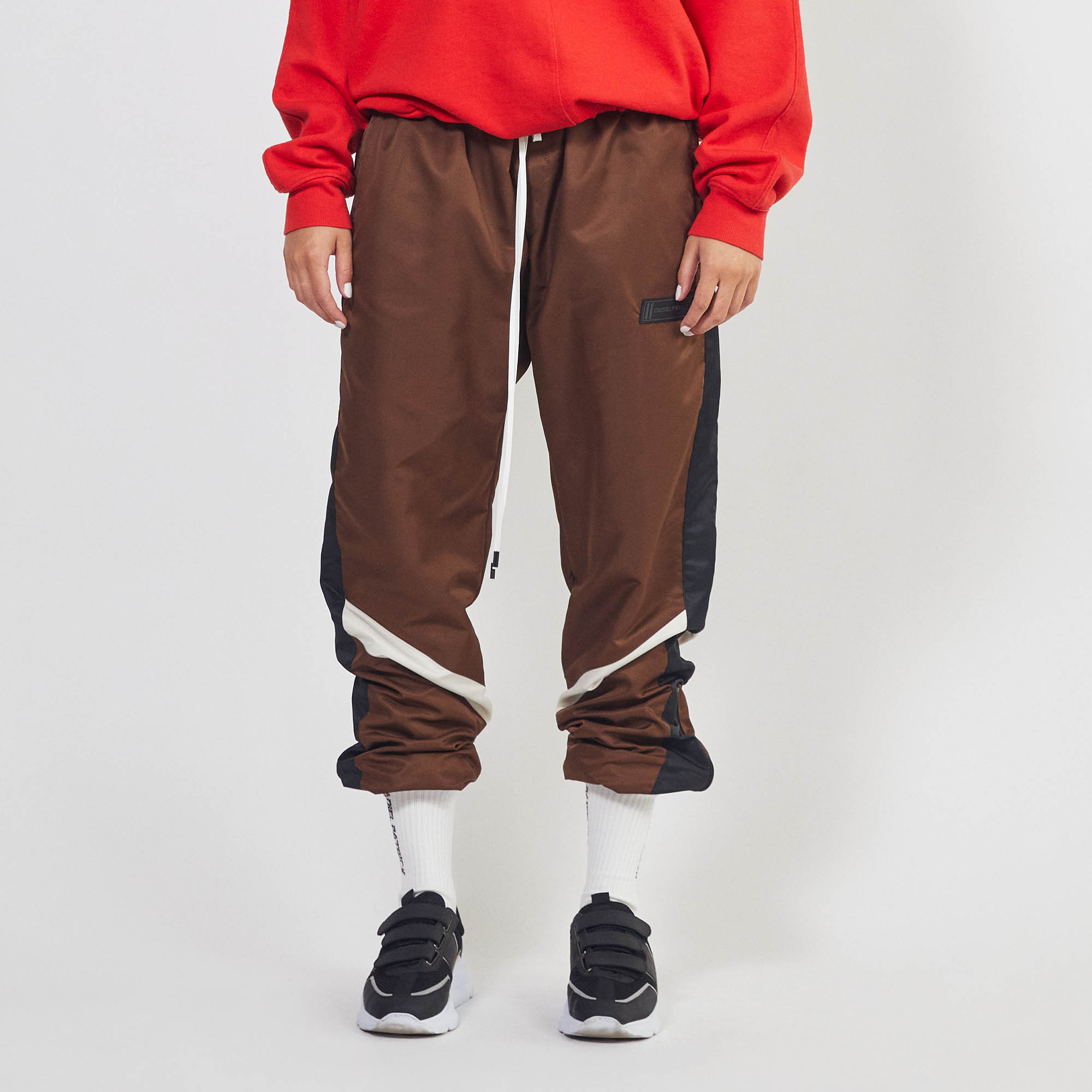 parachute track pant 2.5 / brown + black + ivory parachute track pant 2.5 / brown + black + ivory