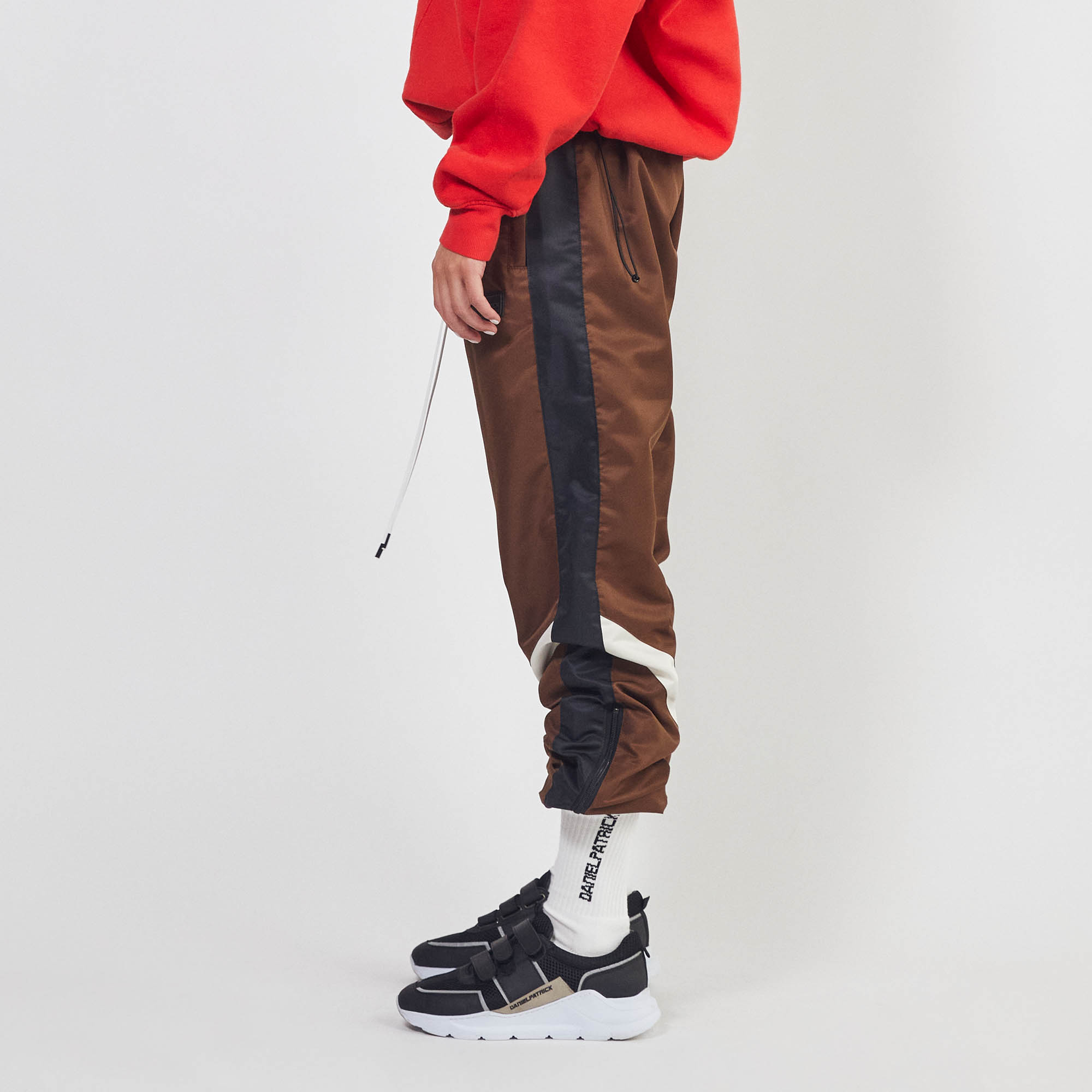parachute track pant 2.5 / brown + black + ivory parachute track pant 2.5 / brown + black + ivory