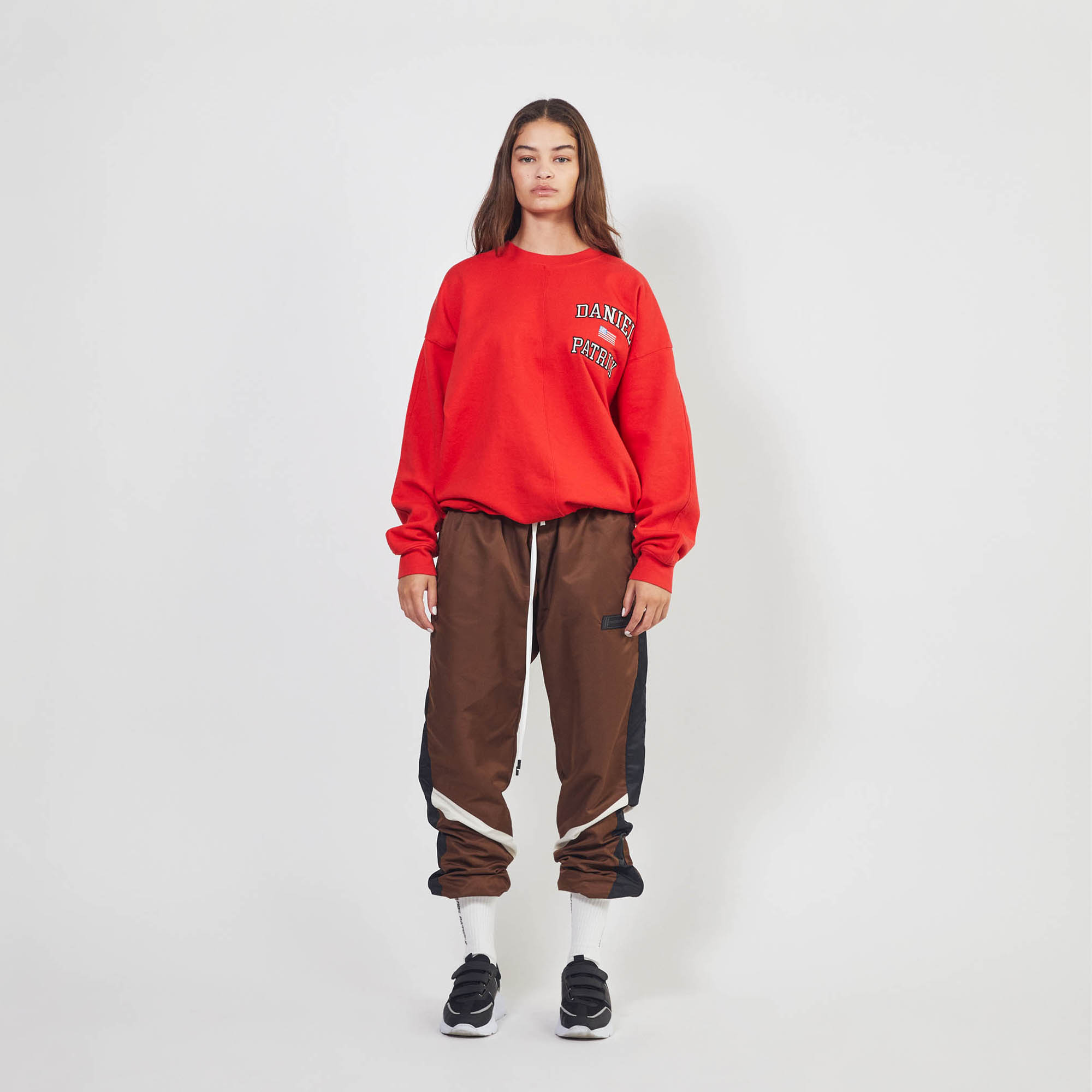 parachute track pant 2.5 / brown + black + ivory parachute track pant 2.5 / brown + black + ivory