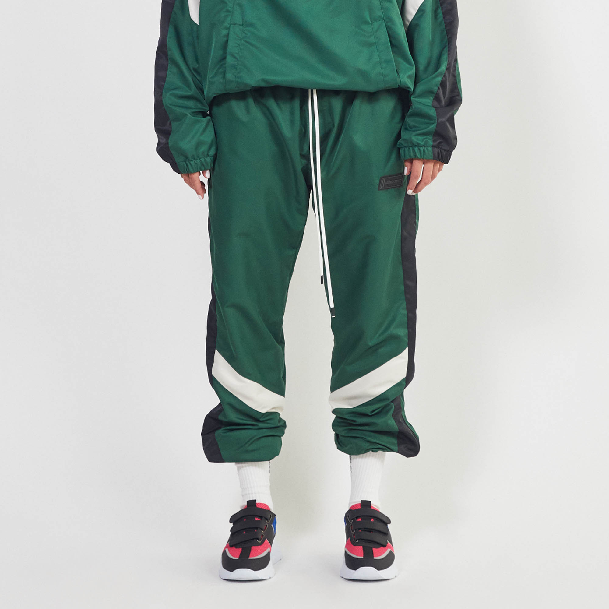 parachute track pant 2.5 / hunter green + black + ivory parachute track pant 2.5 / hunter green + black + ivory