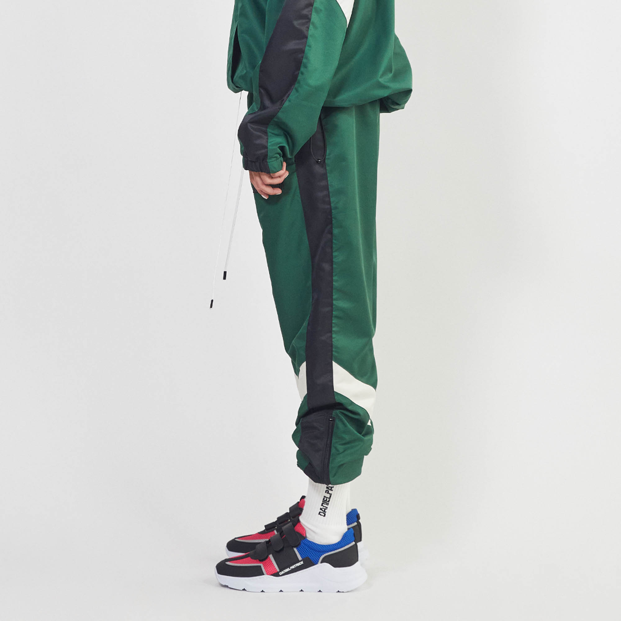 parachute track pant 2.5 / hunter green + black + ivory parachute track pant 2.5 / hunter green + black + ivory