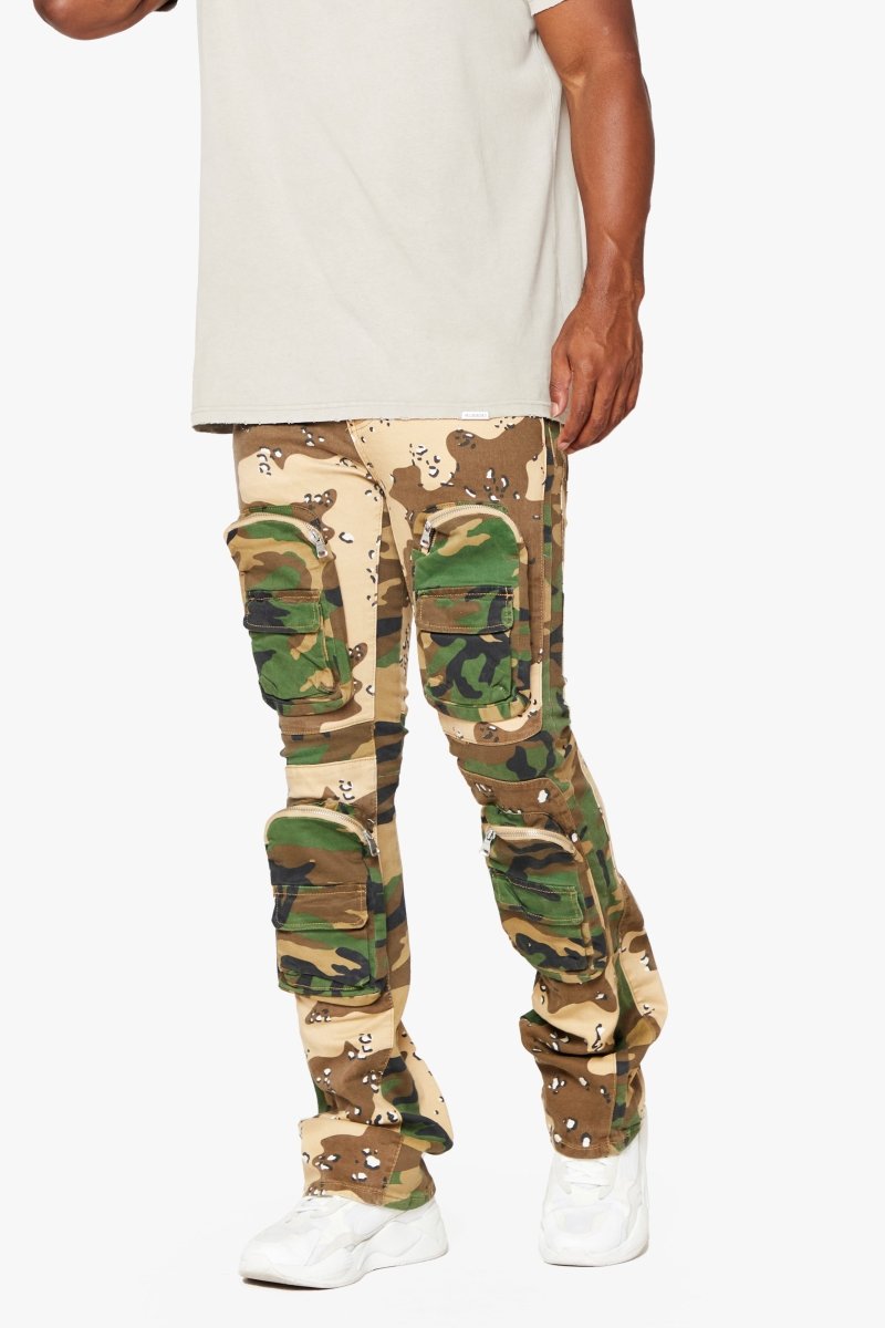"DUAL SOLDIER" STACKED FLARE JEAN CAMO "DUAL SOLDIER" STACKED FLARE JEAN CAMO