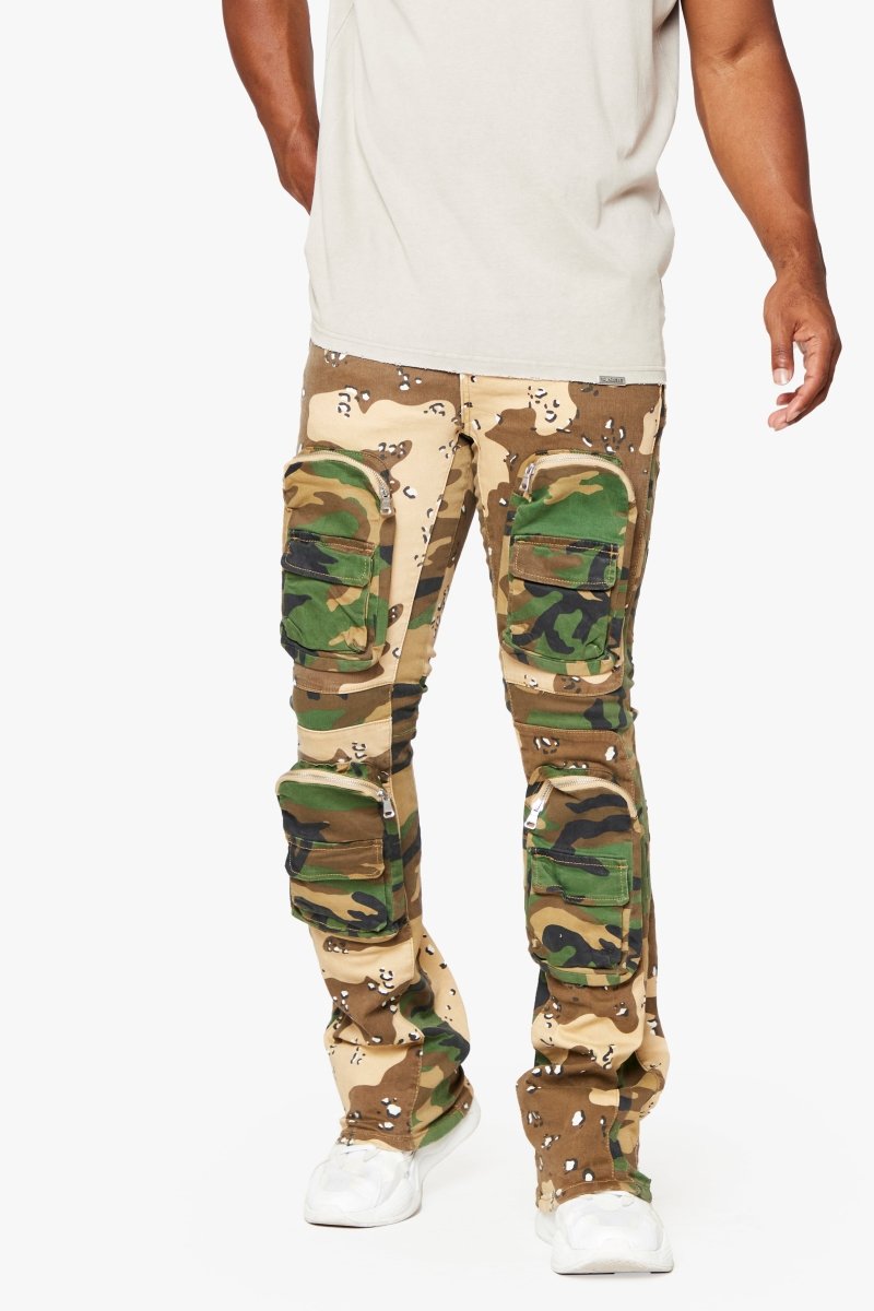 "DUAL SOLDIER" STACKED FLARE JEAN CAMO "DUAL SOLDIER" STACKED FLARE JEAN CAMO