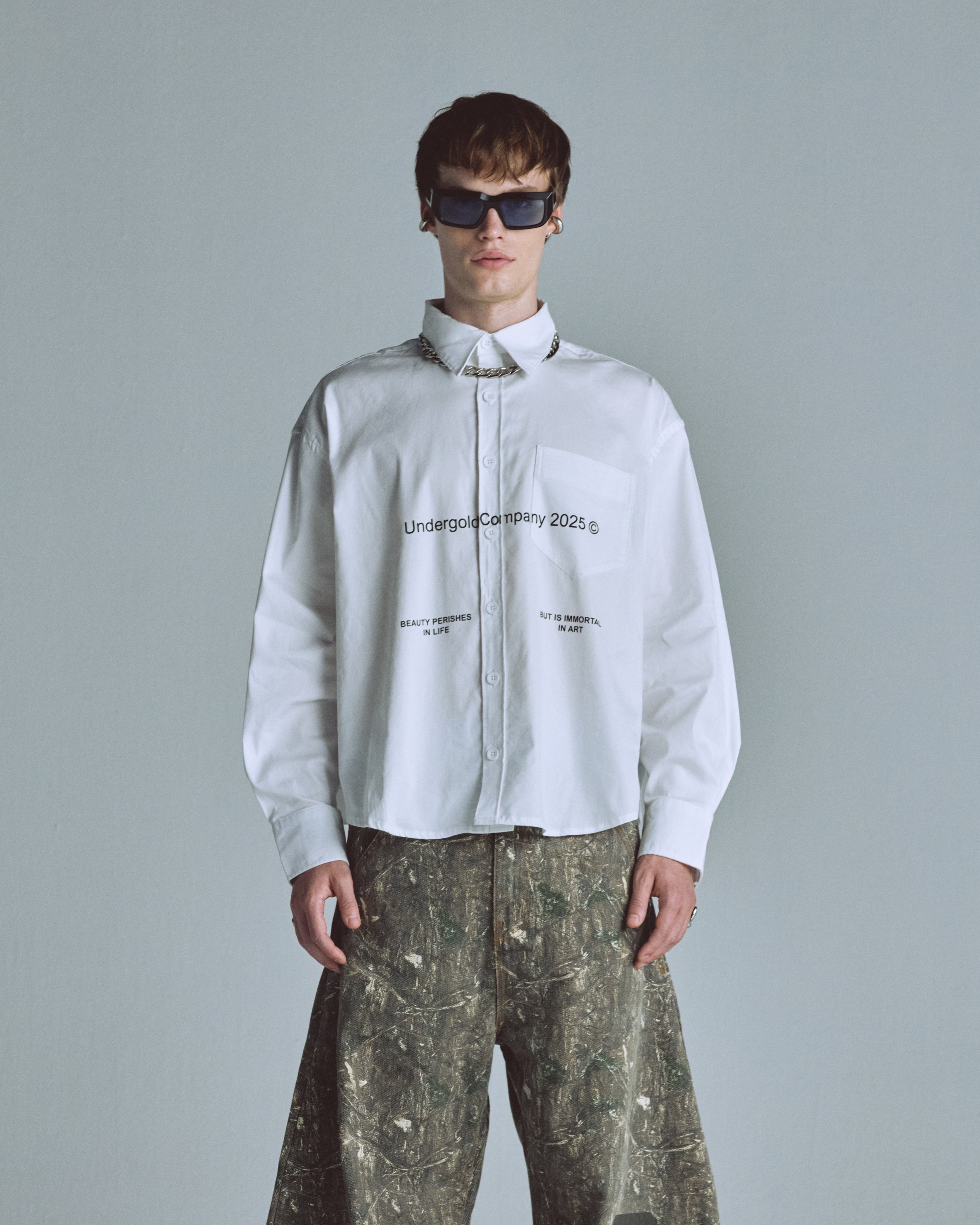 Echoes Beauty Long Sleeve Boxy Fit Shirt Bone Echoes Beauty Long Sleeve Boxy Fit Shirt Bone