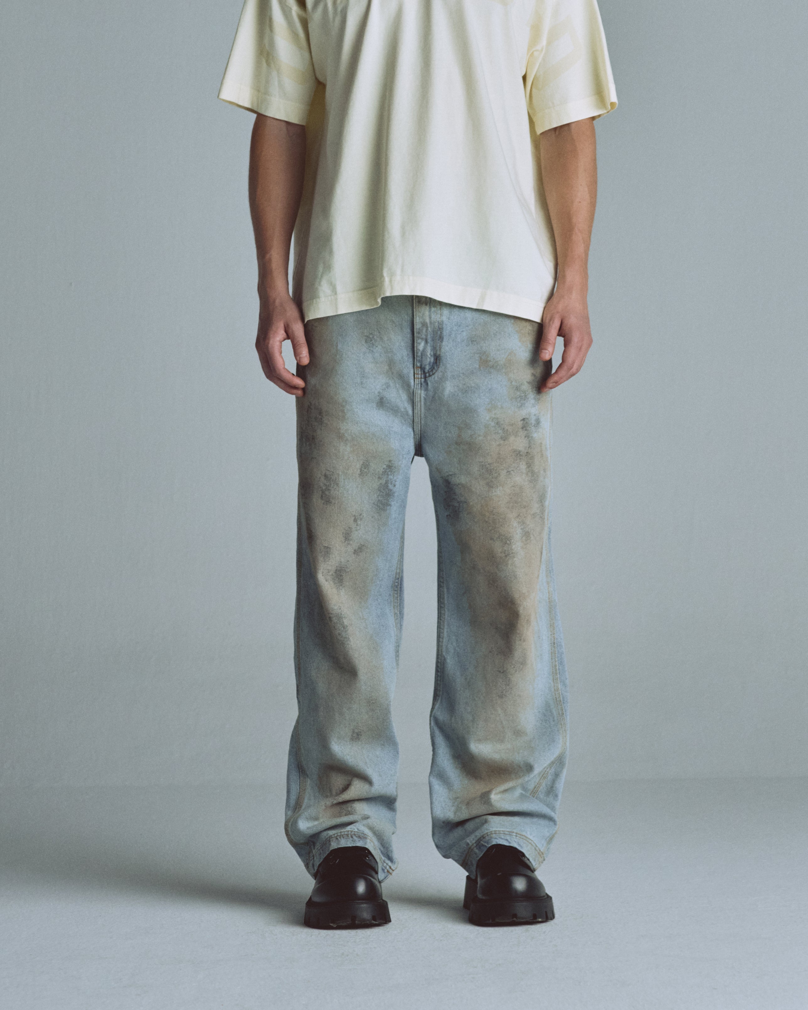 Echoes U Star Wide Jeans Washed Blue Echoes U Star Wide Jeans Washed Blue