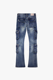 "EXPANSE” STACKED FLARE JEAN BLUE WASH "EXPANSE” STACKED FLARE JEAN BLUE WASH