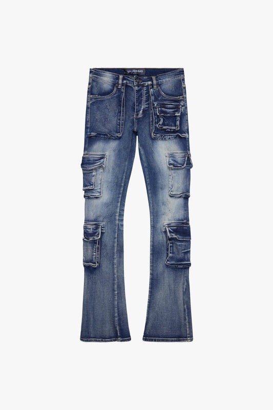 "EXPANSE” STACKED FLARE JEAN BLUE WASH