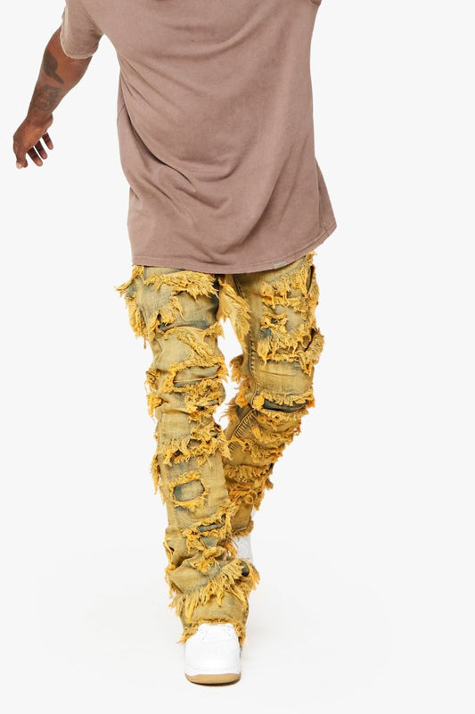 "EYEORE” STACKED FLARE JEAN DIRTY VINTAGE WASH