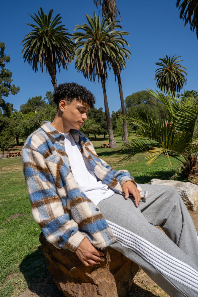 EPTM Side Slit Flannel - Blue/Brown EPTM Side Slit Flannel - Blue/Brown