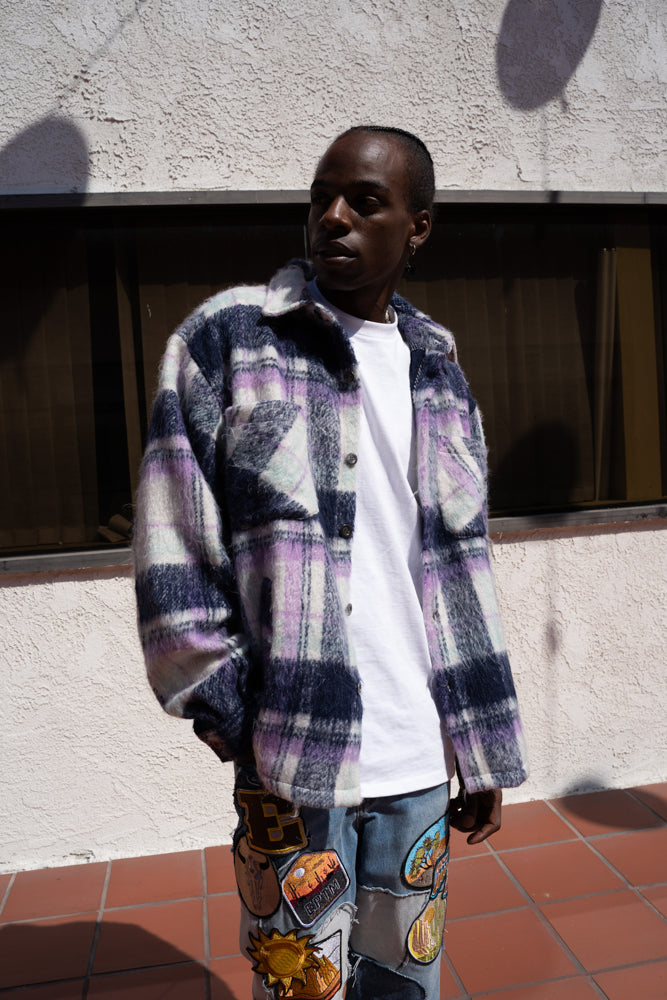 EPTM Side Slit Flannel - Purple/White EPTM Side Slit Flannel - Purple/White
