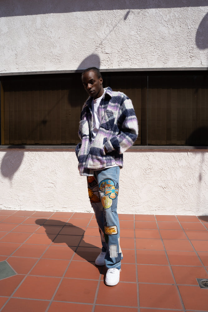 EPTM Side Slit Flannel - Purple/White EPTM Side Slit Flannel - Purple/White