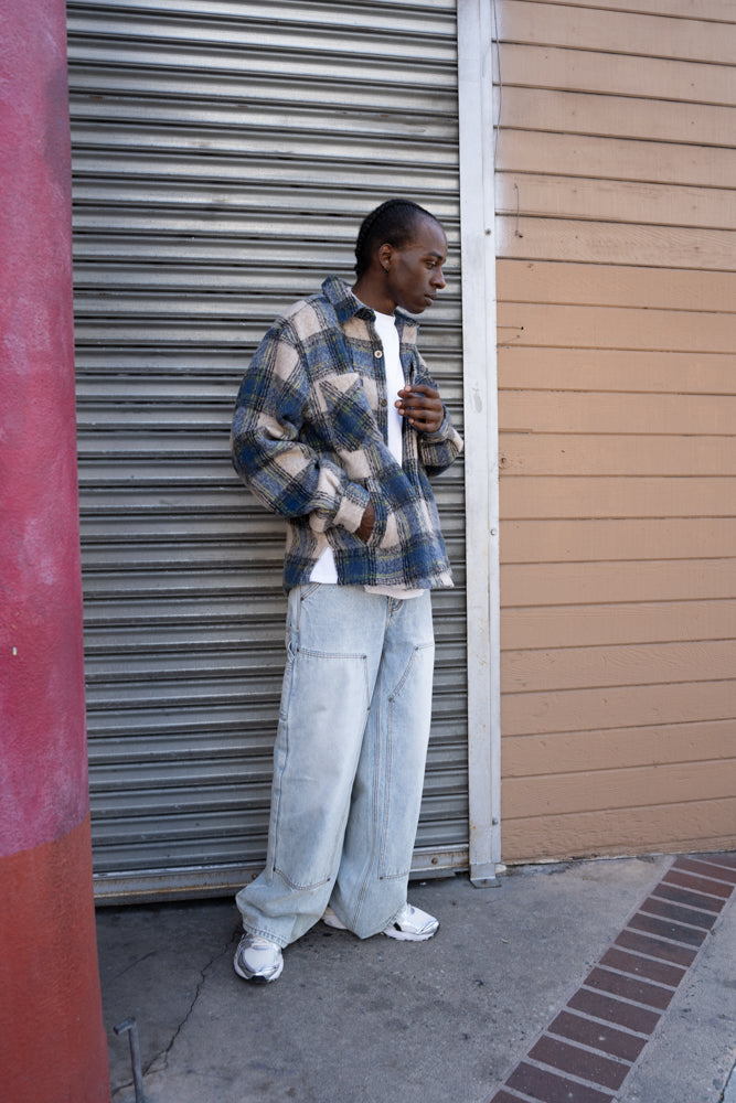 EPTM Side Slit Flannel - Blue/Grey EPTM Side Slit Flannel - Blue/Grey