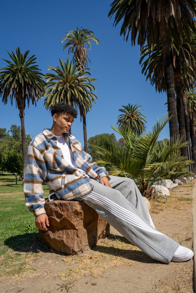 EPTM Side Slit Flannel - Blue/Brown EPTM Side Slit Flannel - Blue/Brown