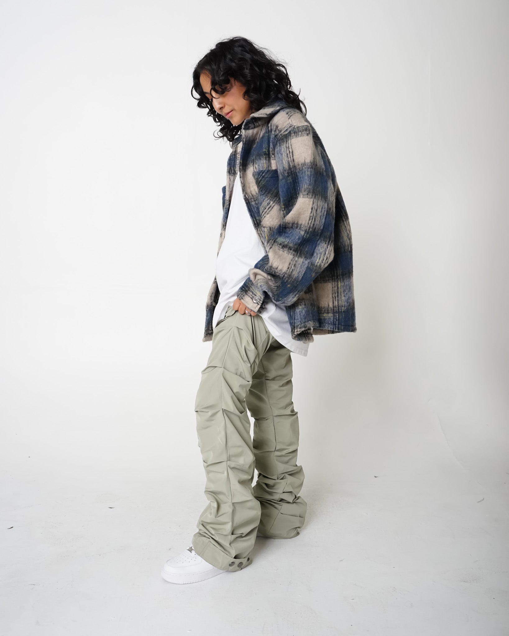 EPTM Side Slit Flannel - Blue/Grey EPTM Side Slit Flannel - Blue/Grey