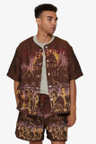 "GHOST HANDS" TAPESTRY BUTTON UP BROWN "GHOST HANDS" TAPESTRY BUTTON UP BROWN