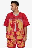 "GHOST HANDS" TAPESTRY BUTTON UP RED "GHOST HANDS" TAPESTRY BUTTON UP RED
