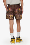 "GHOST HANDS" TAPESTRY SHORTS BROWN "GHOST HANDS" TAPESTRY SHORTS BROWN