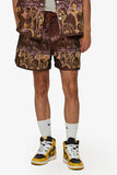 "GHOST HANDS" TAPESTRY SHORTS BROWN "GHOST HANDS" TAPESTRY SHORTS BROWN
