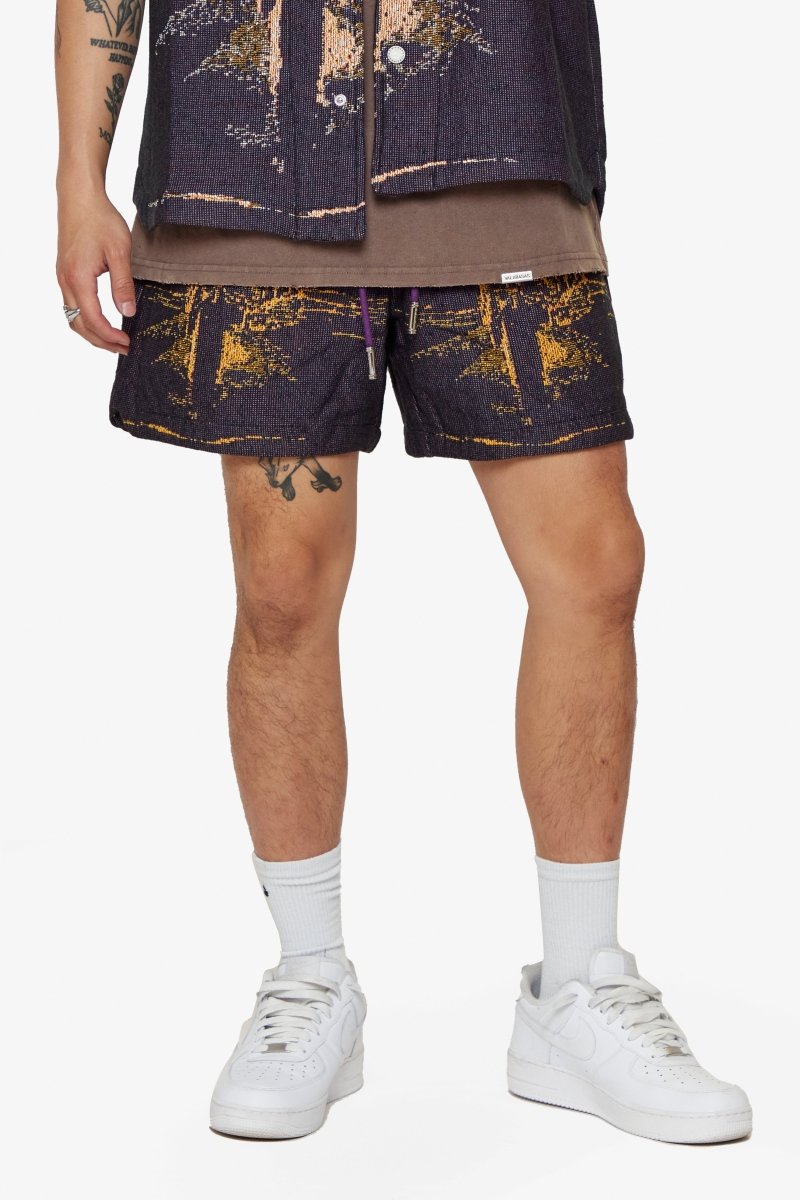 "GHOST HANDS" TAPESTRY SHORTS PURPLE "GHOST HANDS" TAPESTRY SHORTS PURPLE
