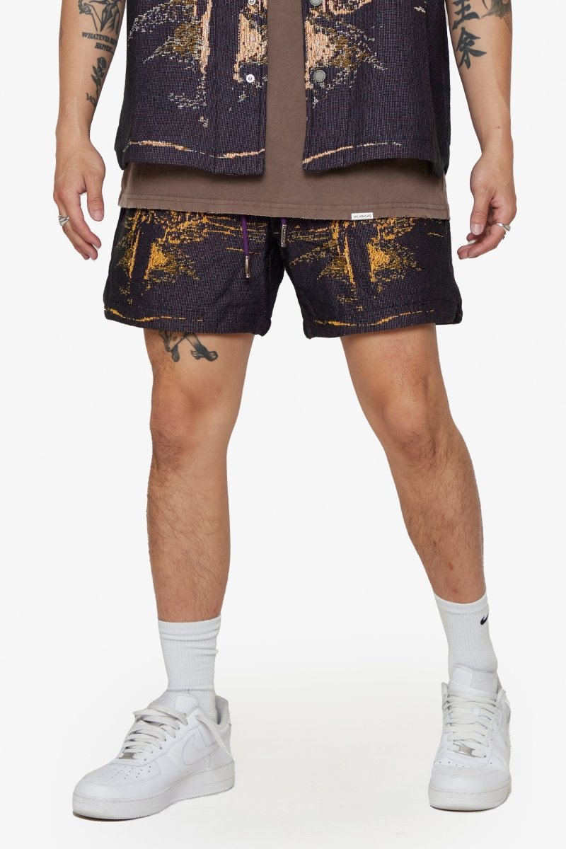 "GHOST HANDS" TAPESTRY SHORTS PURPLE "GHOST HANDS" TAPESTRY SHORTS PURPLE