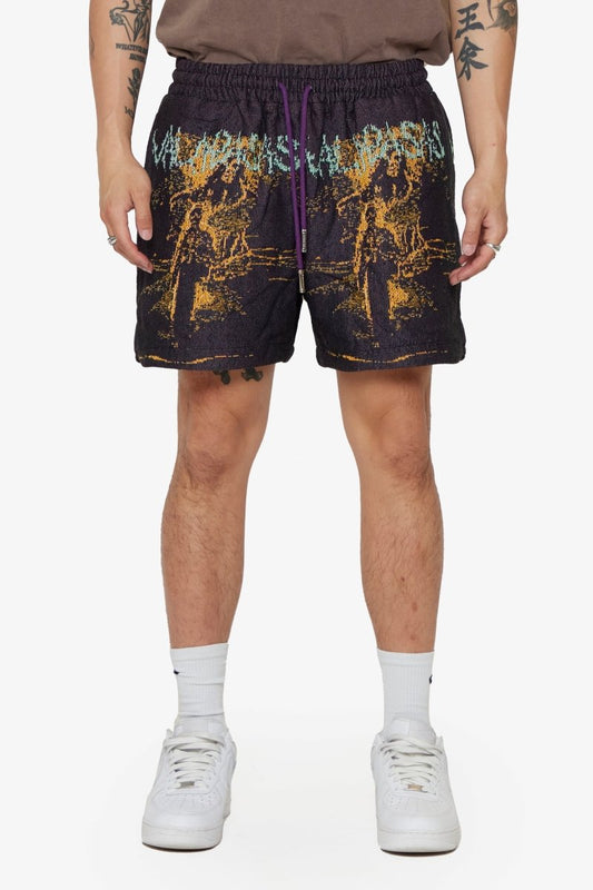 "GHOST HANDS" TAPESTRY SHORTS PURPLE