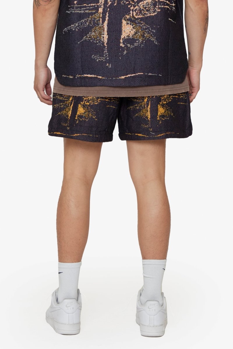 "GHOST HANDS" TAPESTRY SHORTS PURPLE "GHOST HANDS" TAPESTRY SHORTS PURPLE