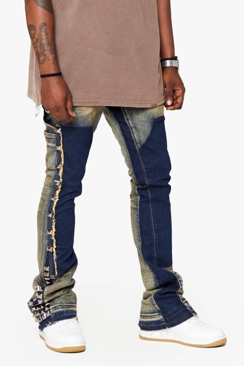 "GLAZ" STACKED FLARE JEAN LT BLUE WASH "GLAZ" STACKED FLARE JEAN LT BLUE WASH