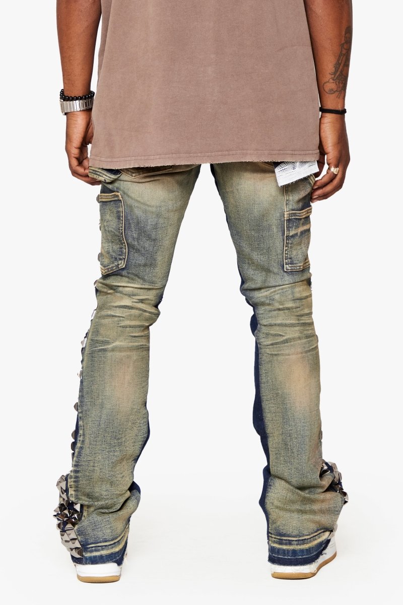 "GLAZ" STACKED FLARE JEAN LT BLUE WASH "GLAZ" STACKED FLARE JEAN LT BLUE WASH