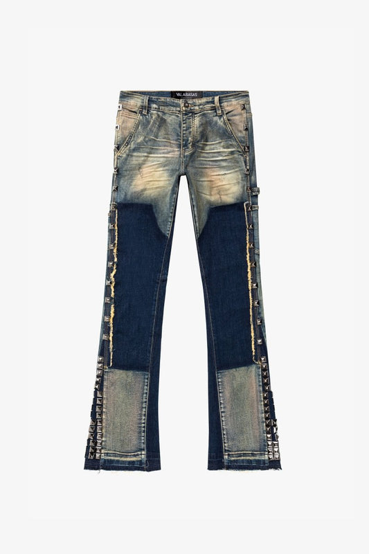 "GLAZ" STACKED FLARE JEAN LT BLUE WASH