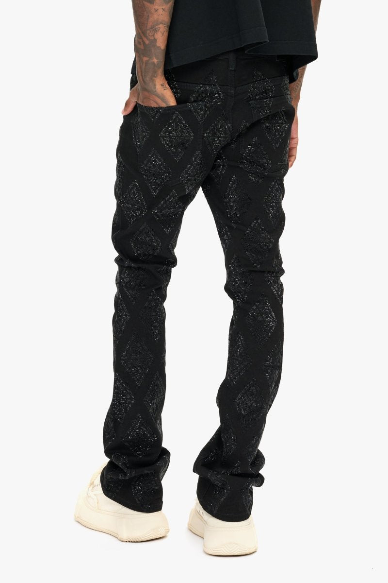 Glim Stacked Flare Jeans Black Glim Stacked Flare Jeans Black