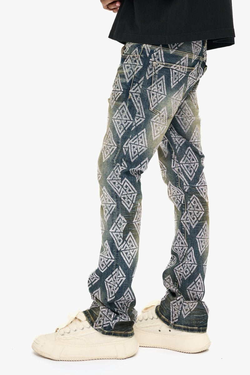 Glim Stacked Flare Jeans Dark Blue Wash Glim Stacked Flare Jeans Dark Blue Wash