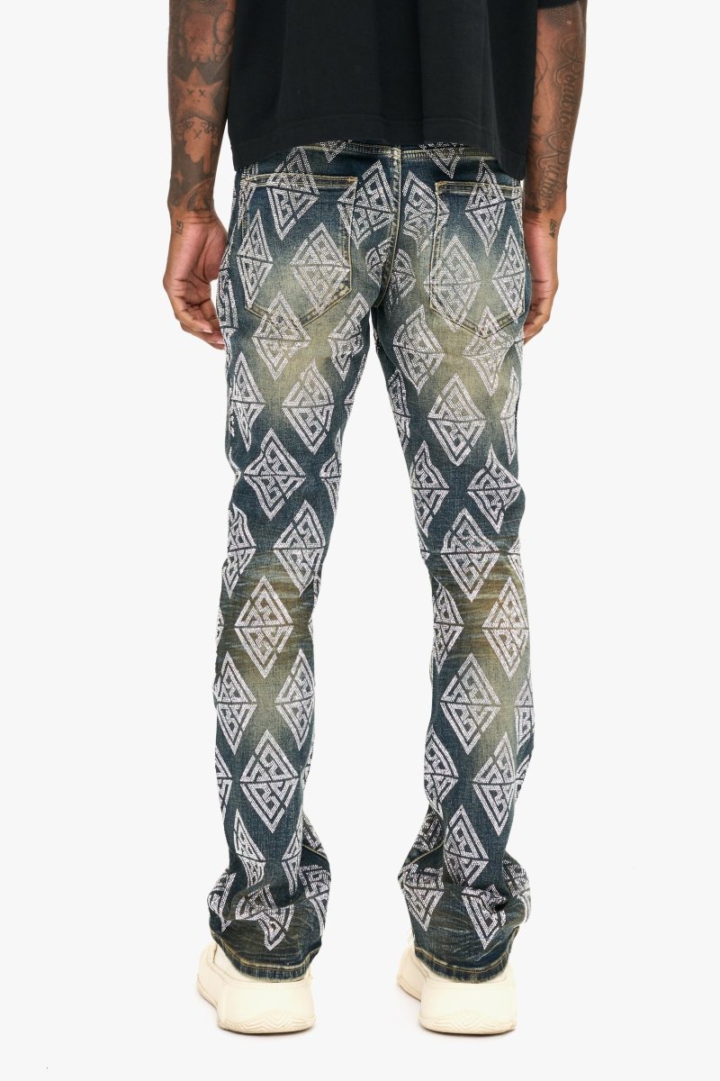 Glim Stacked Flare Jeans Dark Blue Wash Glim Stacked Flare Jeans Dark Blue Wash