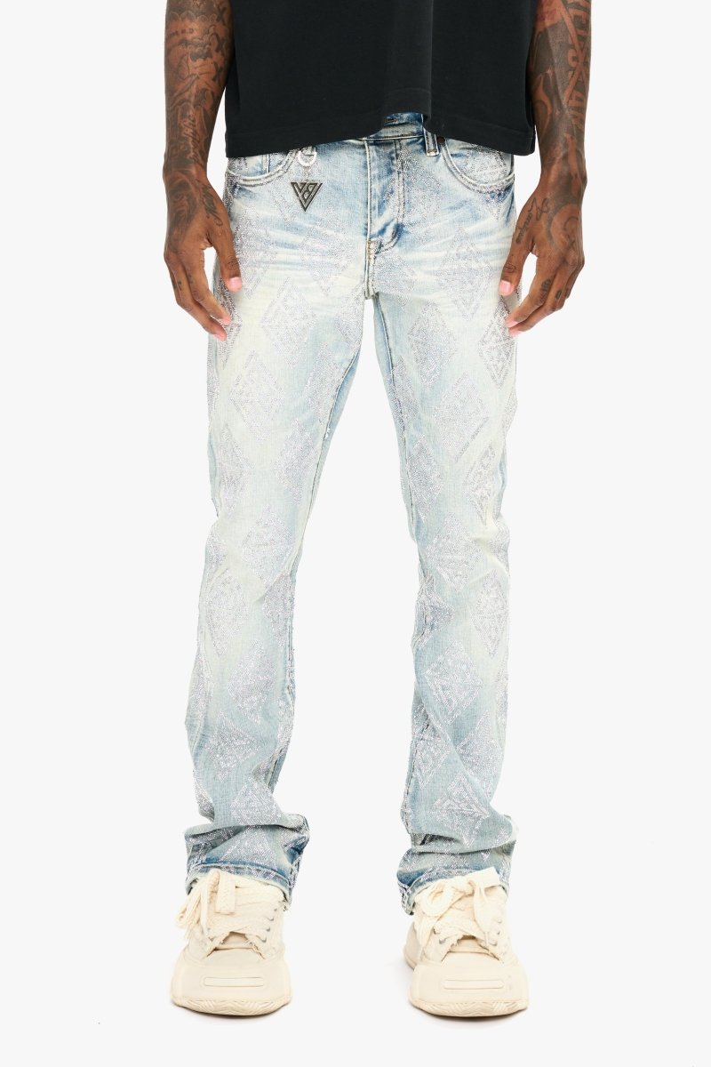 Glim Stacked Flare Jeans Light Blue Wash Glim Stacked Flare Jeans Light Blue Wash