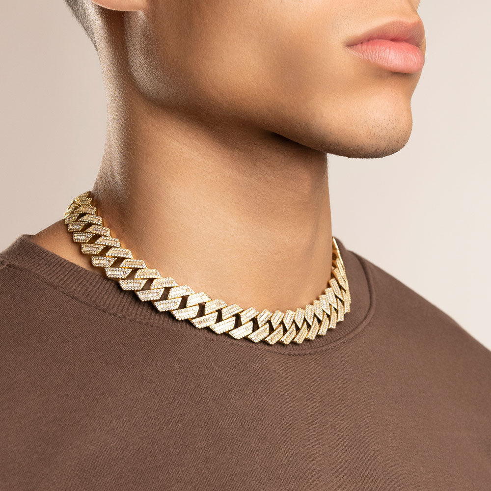 Diamond Baguette Straight Edge Cuban Chain 18mm Diamond Baguette Straight Edge Cuban Chain 18mm