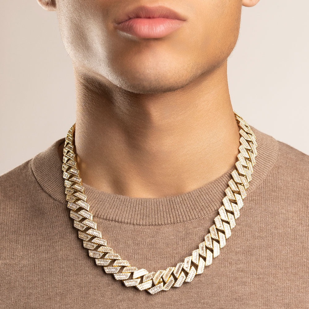 Diamond Baguette Straight Edge Cuban Chain 18mm Diamond Baguette Straight Edge Cuban Chain 18mm