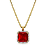 Ruby & Diamonds Necklace Pendant & Rope Chain Ruby & Diamonds Necklace Pendant & Rope Chain
